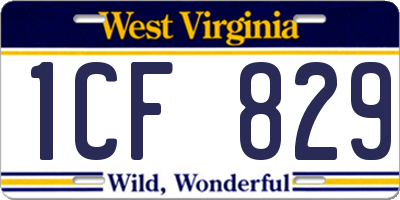 WV license plate 1CF829