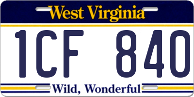 WV license plate 1CF840