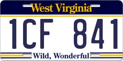 WV license plate 1CF841