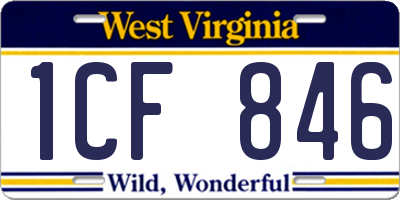 WV license plate 1CF846