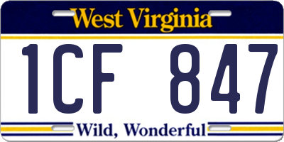 WV license plate 1CF847