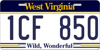WV license plate 1CF850