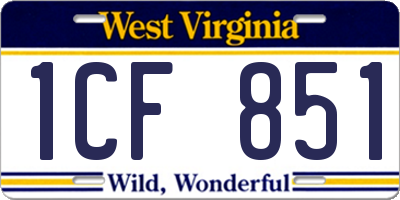 WV license plate 1CF851