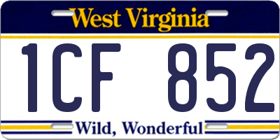 WV license plate 1CF852