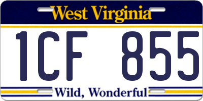 WV license plate 1CF855
