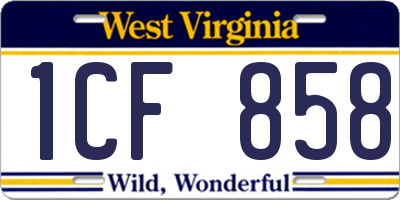WV license plate 1CF858