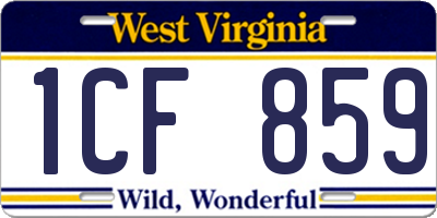 WV license plate 1CF859