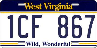 WV license plate 1CF867