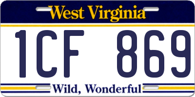 WV license plate 1CF869