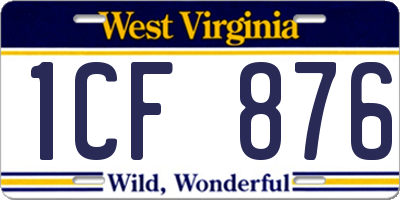 WV license plate 1CF876