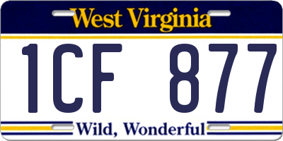 WV license plate 1CF877