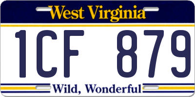 WV license plate 1CF879
