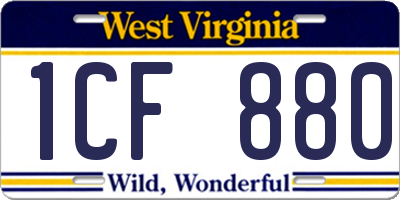 WV license plate 1CF880