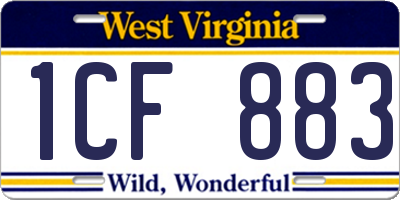 WV license plate 1CF883