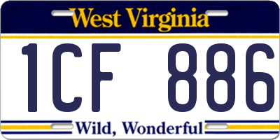WV license plate 1CF886
