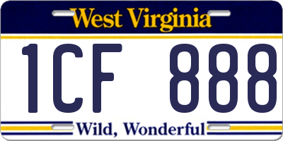 WV license plate 1CF888
