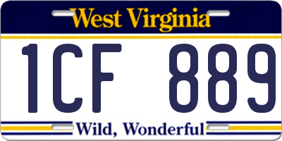 WV license plate 1CF889
