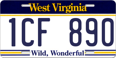 WV license plate 1CF890