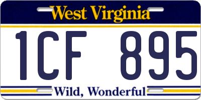 WV license plate 1CF895