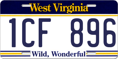 WV license plate 1CF896