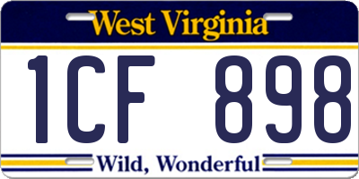 WV license plate 1CF898