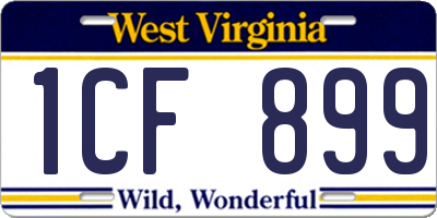 WV license plate 1CF899