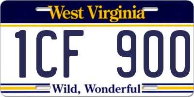 WV license plate 1CF900
