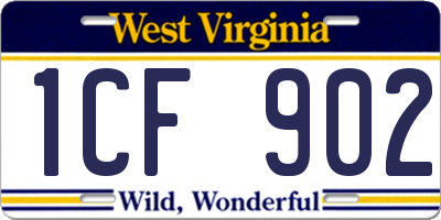 WV license plate 1CF902