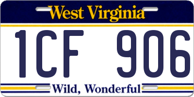WV license plate 1CF906