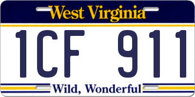 WV license plate 1CF911