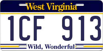 WV license plate 1CF913