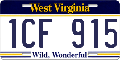 WV license plate 1CF915