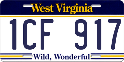 WV license plate 1CF917
