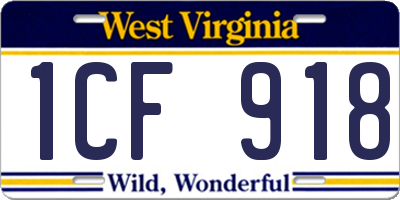 WV license plate 1CF918