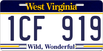 WV license plate 1CF919