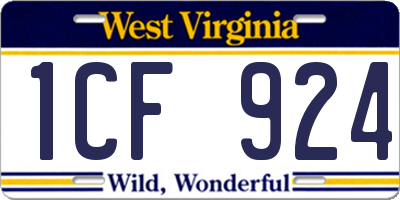 WV license plate 1CF924