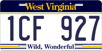 WV license plate 1CF927