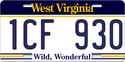 WV license plate 1CF930