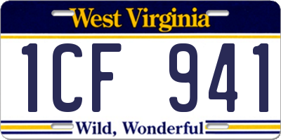 WV license plate 1CF941