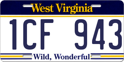 WV license plate 1CF943