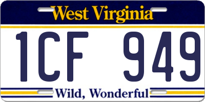 WV license plate 1CF949
