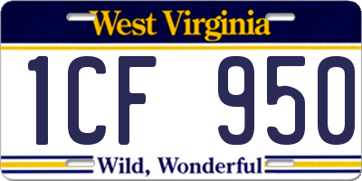 WV license plate 1CF950