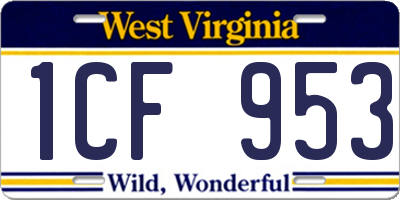 WV license plate 1CF953