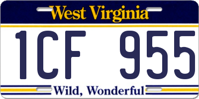 WV license plate 1CF955