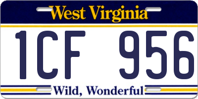 WV license plate 1CF956