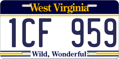 WV license plate 1CF959