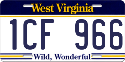 WV license plate 1CF966