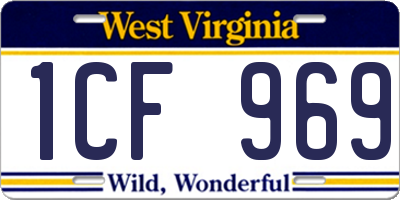 WV license plate 1CF969
