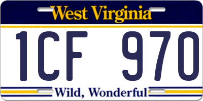 WV license plate 1CF970