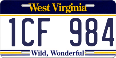 WV license plate 1CF984